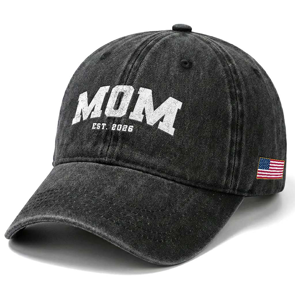 Mom Est 2026 Washed Cotton Baseball Cap Promoted To Mommy Mother's Day