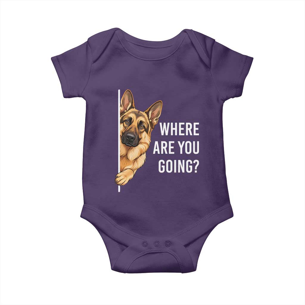 Where are You Going Funny German Shepherd Dog Baby Onesie
