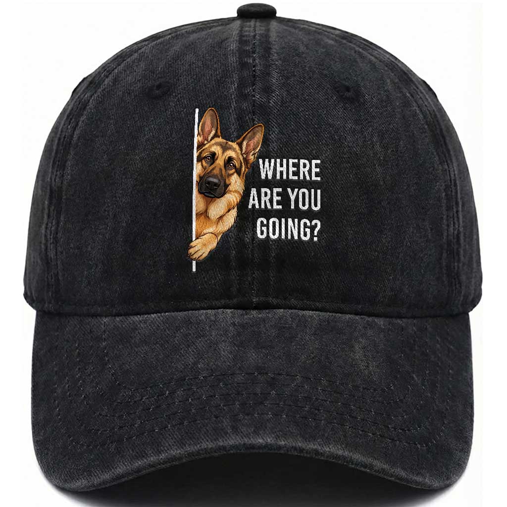Where are You Going Funny German Shepherd Dog Washed Cotton Baseball Cap