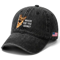 Where are You Going Funny German Shepherd Dog Washed Cotton Baseball Cap