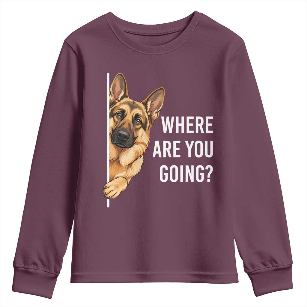 Where are You Going Funny German Shepherd Dog Youth Sweatshirt