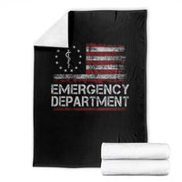ER Nurse Emegency Department Throw Blanket Vintage American Flag Healthcare Nursing