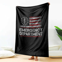 ER Nurse Emegency Department Throw Blanket Vintage American Flag Healthcare Nursing