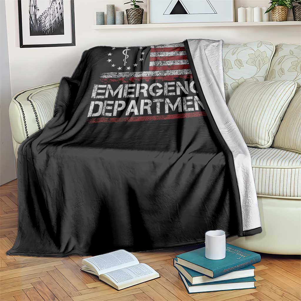 ER Nurse Emegency Department Throw Blanket Vintage American Flag Healthcare Nursing