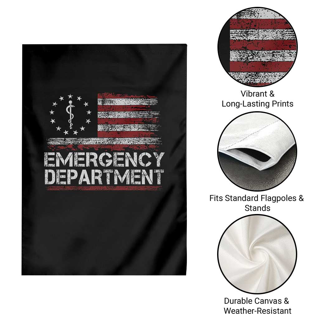 ER Nurse Emegency Department Garden Flag Vintage American Flag Healthcare Nursing