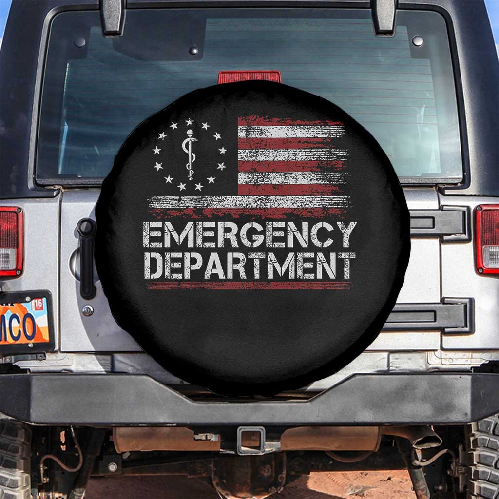 ER Nurse Emegency Department Spare Tire Cover Vintage American Flag Healthcare Nursing