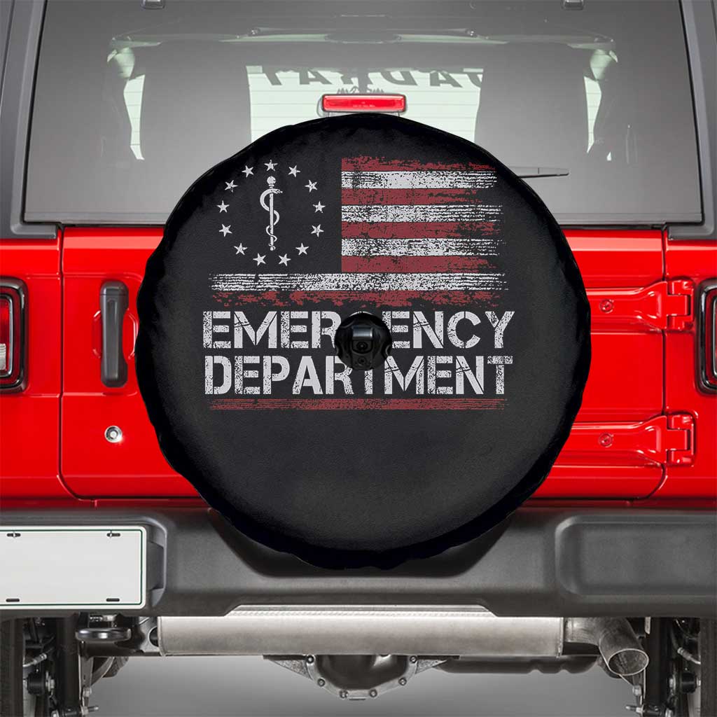ER Nurse Emegency Department Spare Tire Cover Vintage American Flag Healthcare Nursing