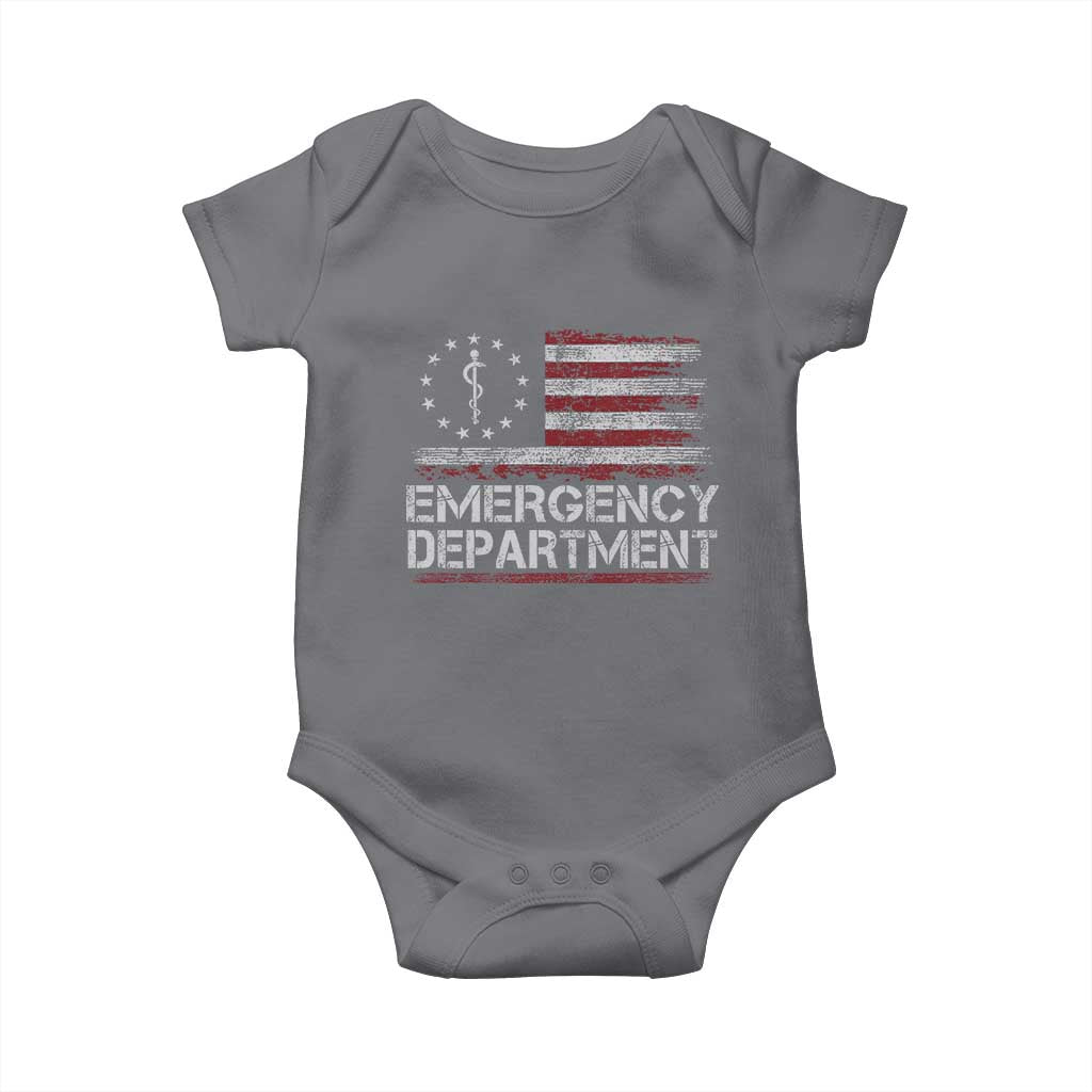 ER Nurse Emegency Department Baby Onesie Vintage American Flag Healthcare Nursing