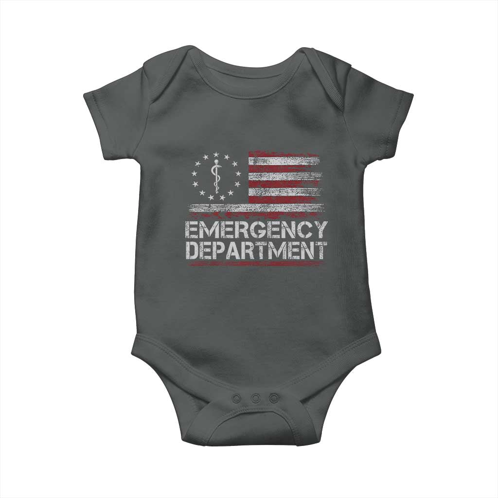 ER Nurse Emegency Department Baby Onesie Vintage American Flag Healthcare Nursing