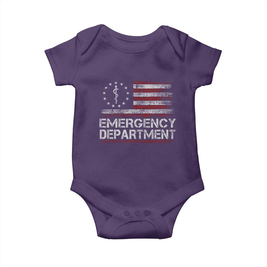 ER Nurse Emegency Department Baby Onesie Vintage American Flag Healthcare Nursing