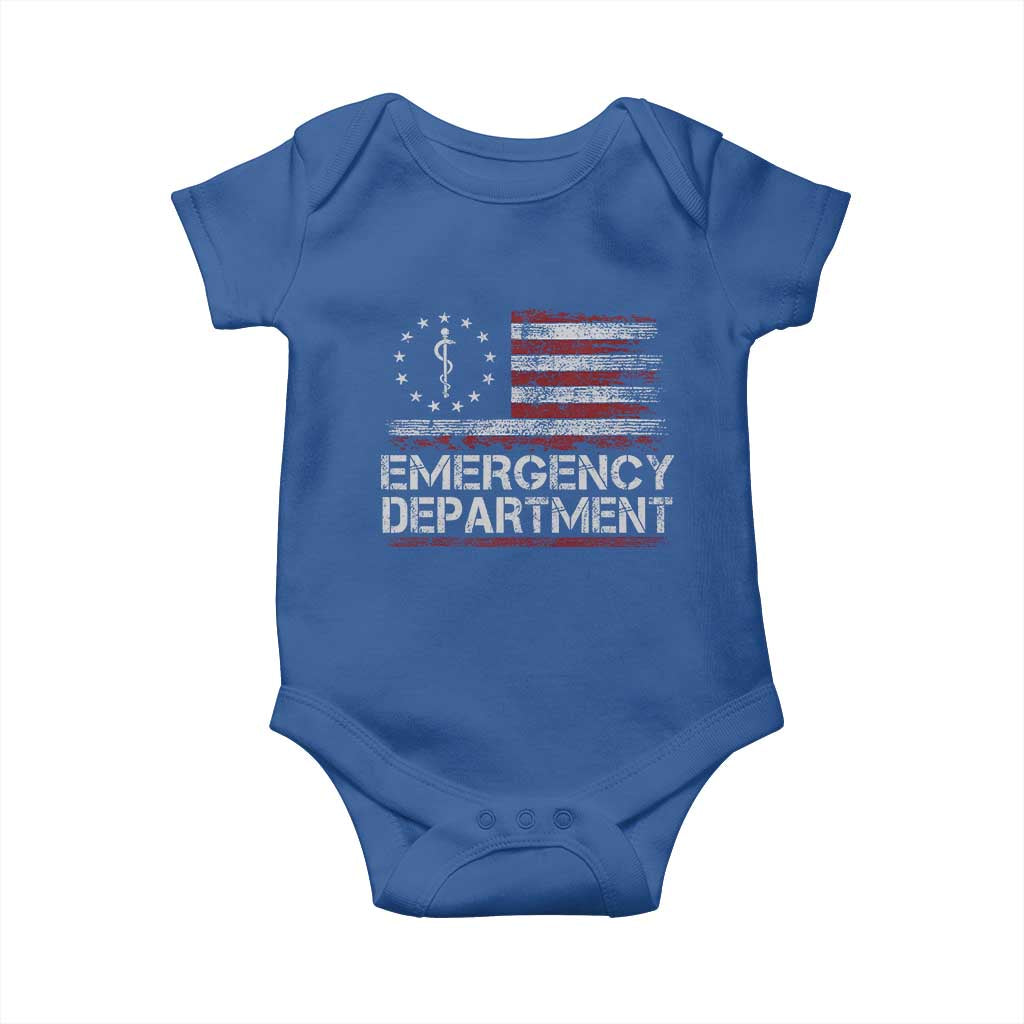 ER Nurse Emegency Department Baby Onesie Vintage American Flag Healthcare Nursing
