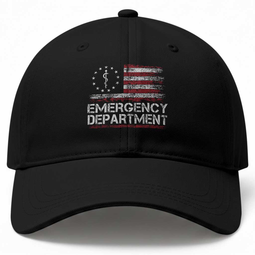 ER Nurse Emegency Department Baseball Cap Vintage American Flag Healthcare Nursing