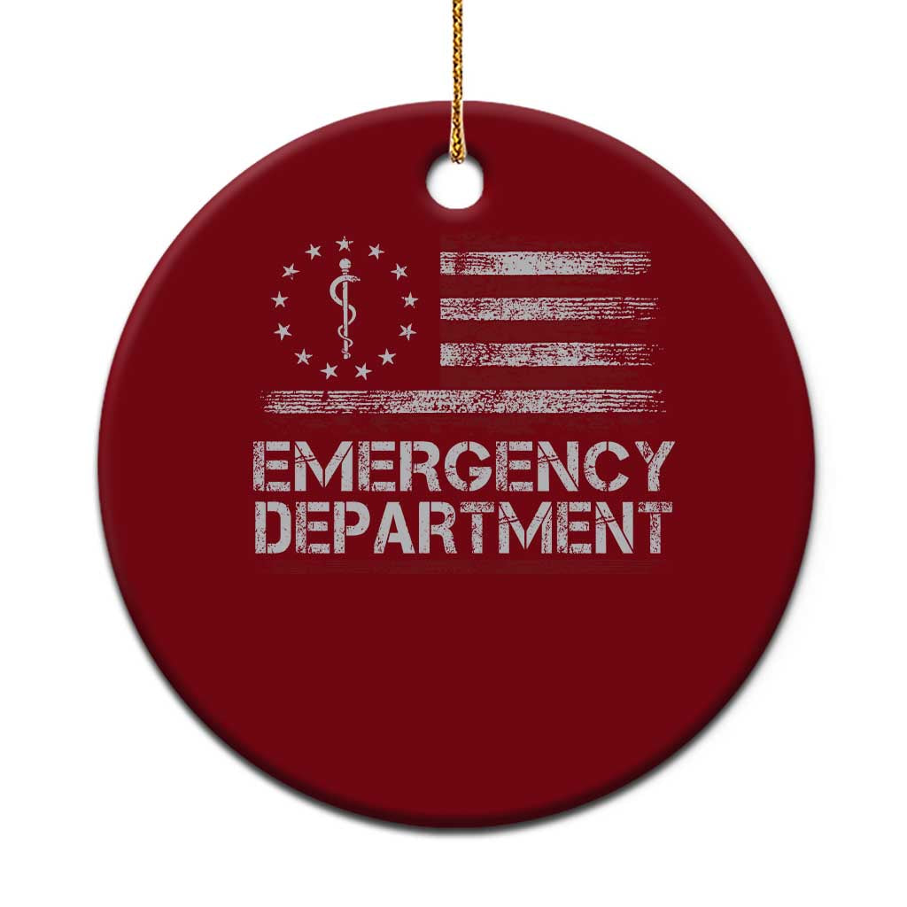 ER Nurse Emegency Department Ceramic Ornament Vintage American Flag Healthcare Nursing