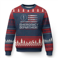ER Nurse Emegency Department Ugly Christmas Sweater Vintage American Flag Healthcare Nursing