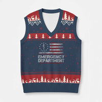 ER Nurse Emegency Department V-Neck Knit Sweater Vest Vintage American Flag Healthcare Nursing