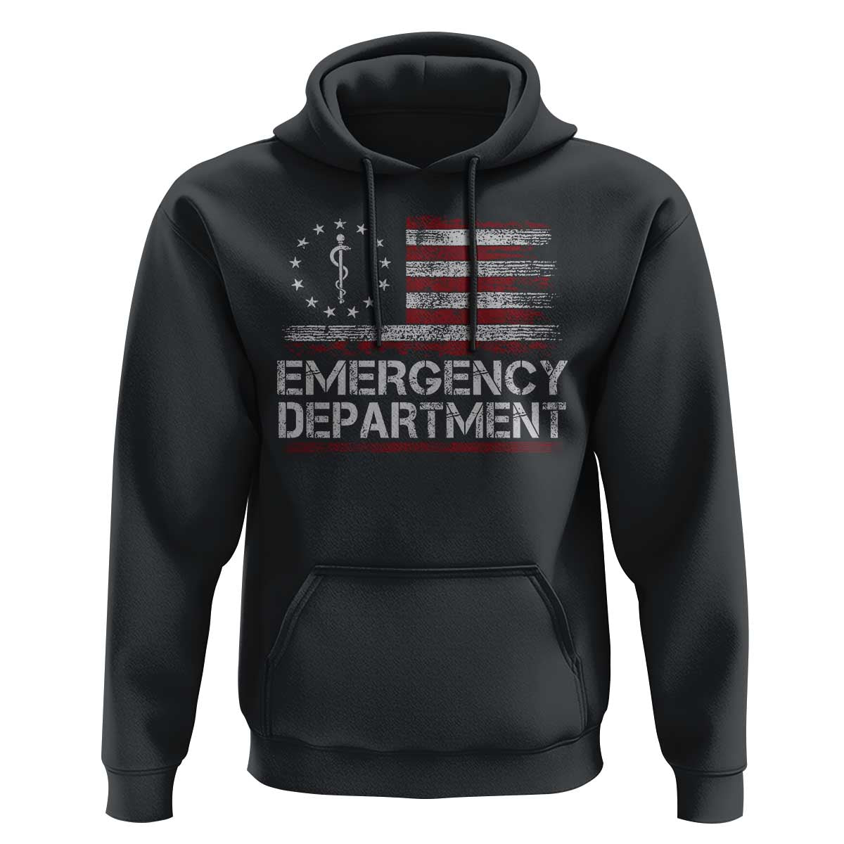 ER Nurse Emegency Department Hoodie Vintage American Flag Healthcare Nursing