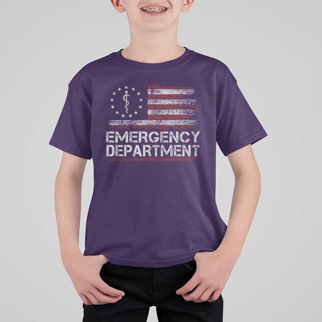 ER Nurse Emegency Department T Shirt For Kid Vintage American Flag Healthcare Nursing