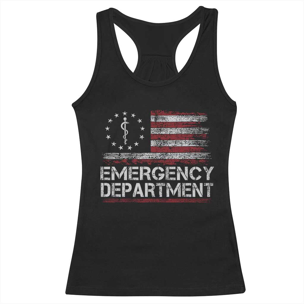 ER Nurse Emegency Department Racerback Tank Top Vintage American Flag Healthcare Nursing