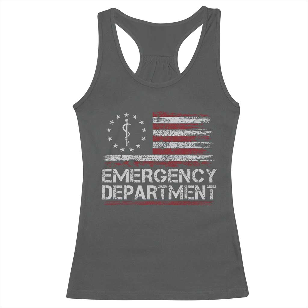 ER Nurse Emegency Department Racerback Tank Top Vintage American Flag Healthcare Nursing