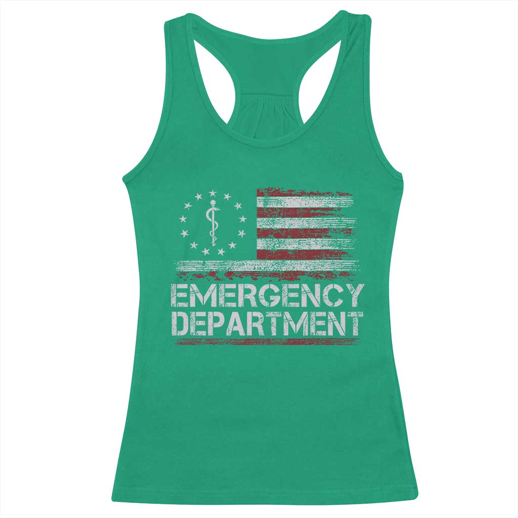 ER Nurse Emegency Department Racerback Tank Top Vintage American Flag Healthcare Nursing