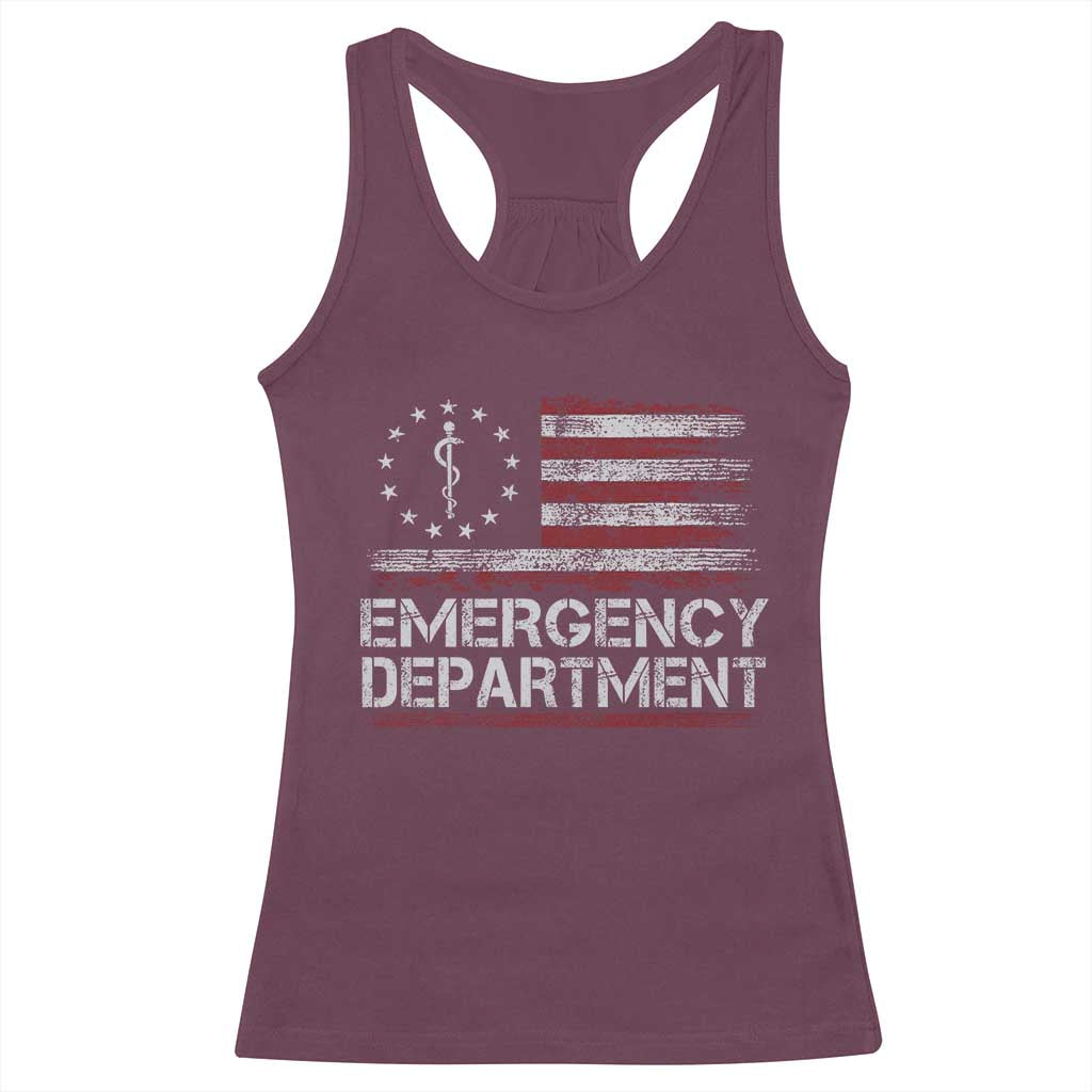 ER Nurse Emegency Department Racerback Tank Top Vintage American Flag Healthcare Nursing