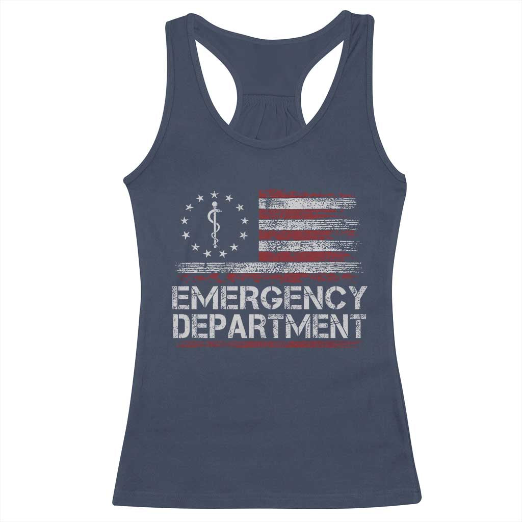 ER Nurse Emegency Department Racerback Tank Top Vintage American Flag Healthcare Nursing