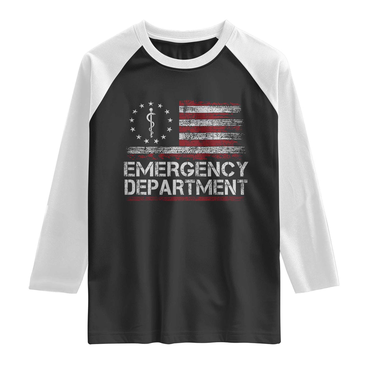 ER Nurse Emegency Department Raglan Shirt Vintage American Flag Healthcare Nursing