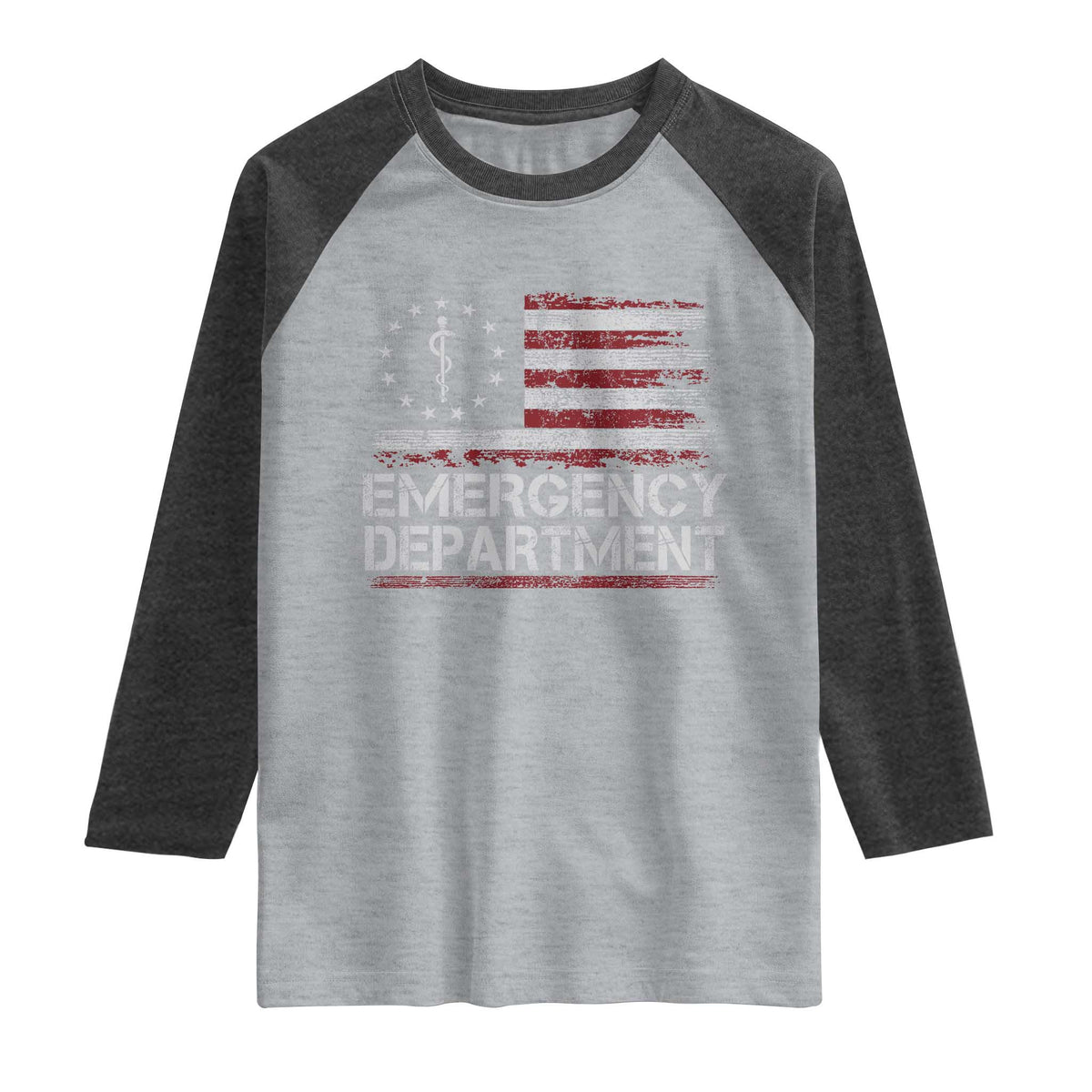 ER Nurse Emegency Department Raglan Shirt Vintage American Flag Healthcare Nursing
