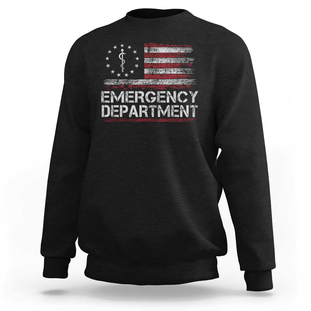 ER Nurse Emegency Department Sweatshirt Vintage American Flag Healthcare Nursing