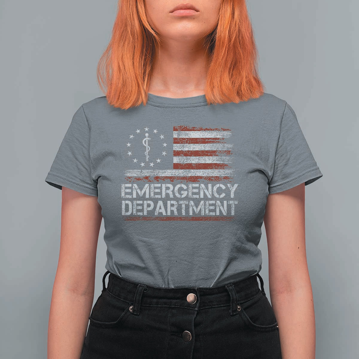 ER Nurse Emegency Department T Shirt For Women Vintage American Flag Healthcare Nursing