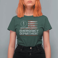 ER Nurse Emegency Department T Shirt For Women Vintage American Flag Healthcare Nursing