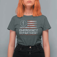 ER Nurse Emegency Department T Shirt For Women Vintage American Flag Healthcare Nursing