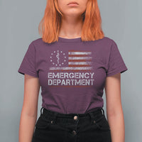 ER Nurse Emegency Department T Shirt For Women Vintage American Flag Healthcare Nursing