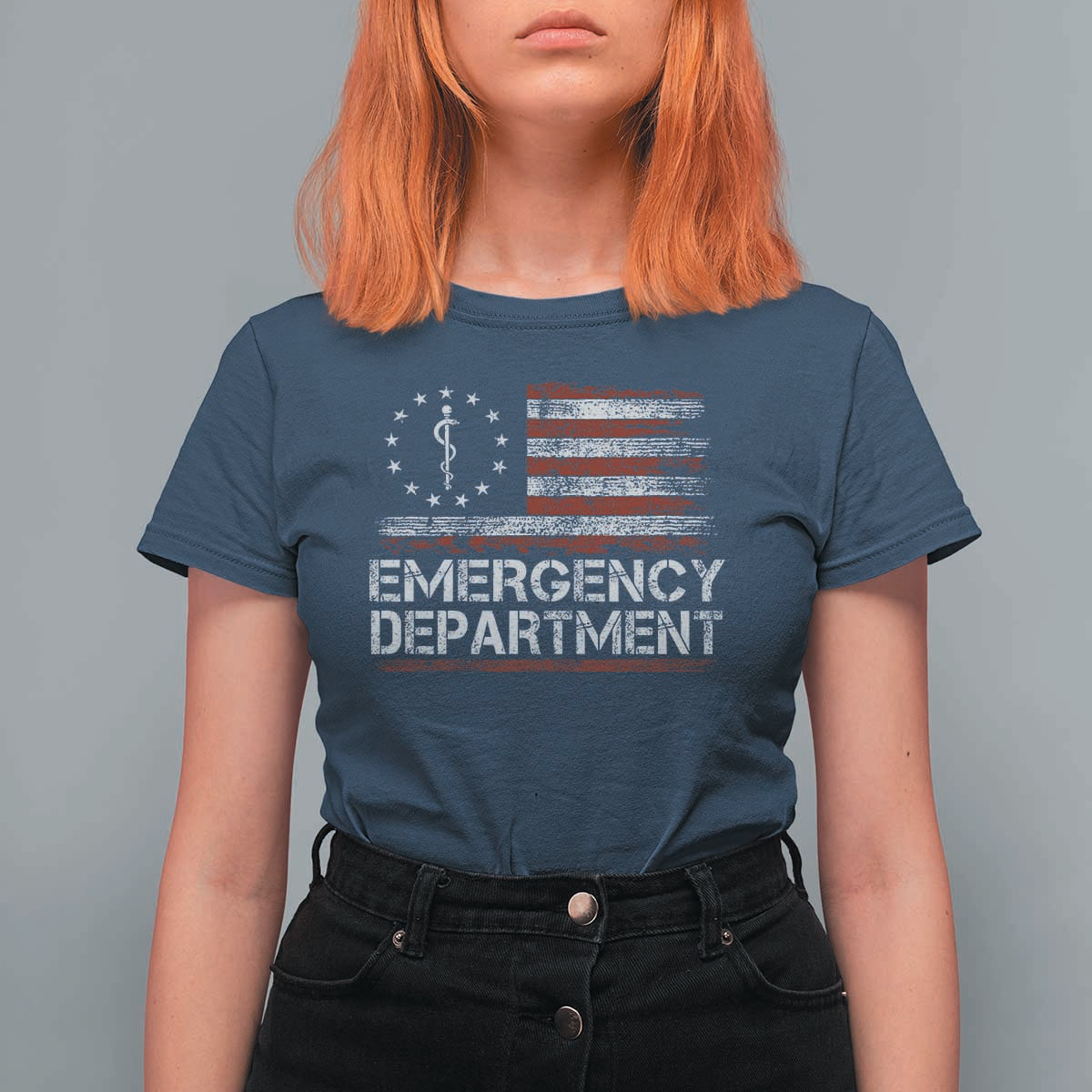 ER Nurse Emegency Department T Shirt For Women Vintage American Flag Healthcare Nursing