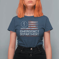 ER Nurse Emegency Department T Shirt For Women Vintage American Flag Healthcare Nursing