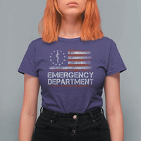 ER Nurse Emegency Department T Shirt For Women Vintage American Flag Healthcare Nursing