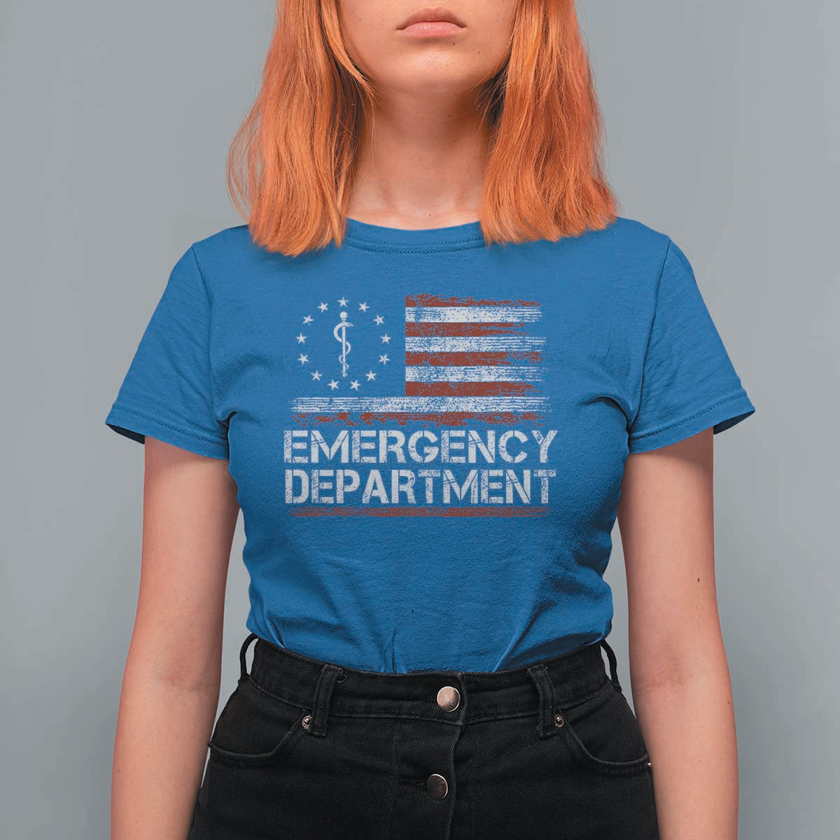 ER Nurse Emegency Department T Shirt For Women Vintage American Flag Healthcare Nursing