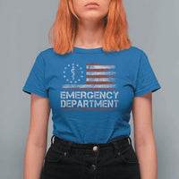ER Nurse Emegency Department T Shirt For Women Vintage American Flag Healthcare Nursing
