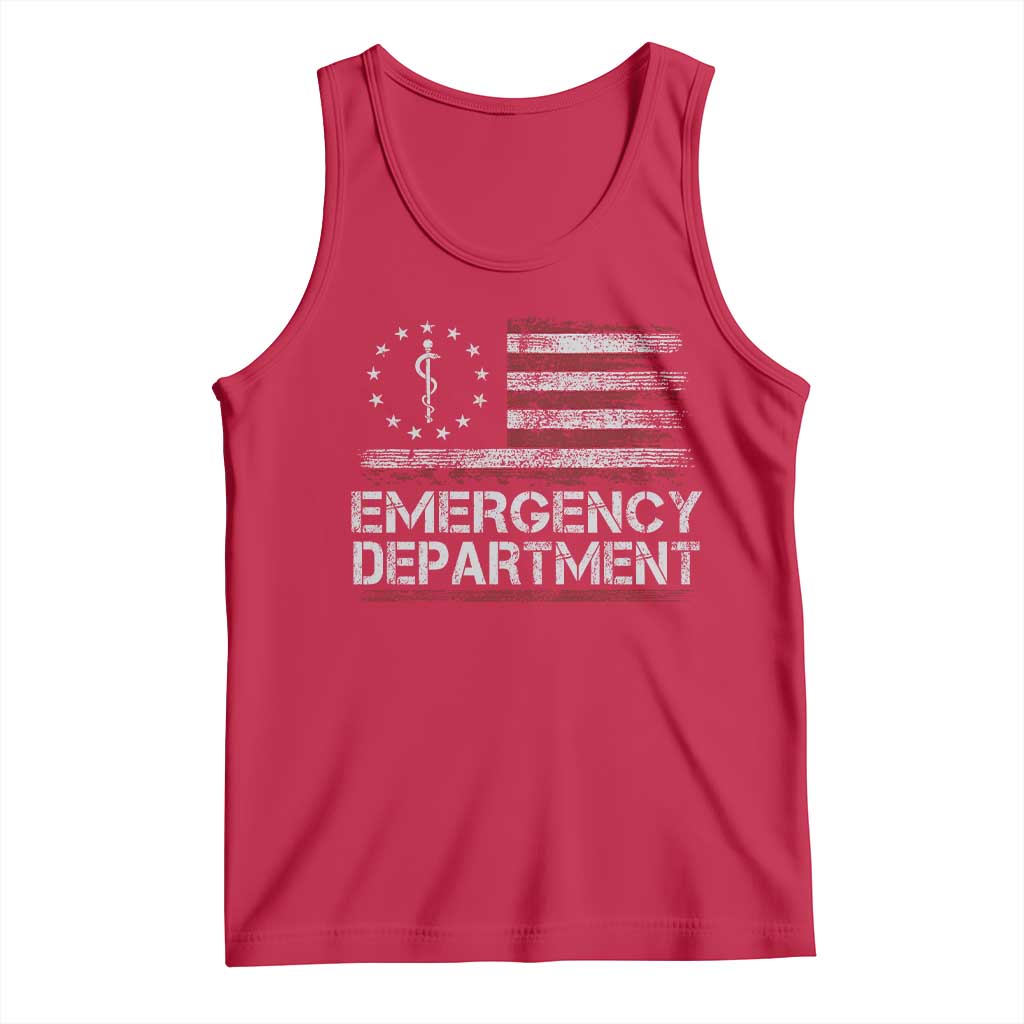 ER Nurse Emegency Department Tank Top Vintage American Flag Healthcare Nursing