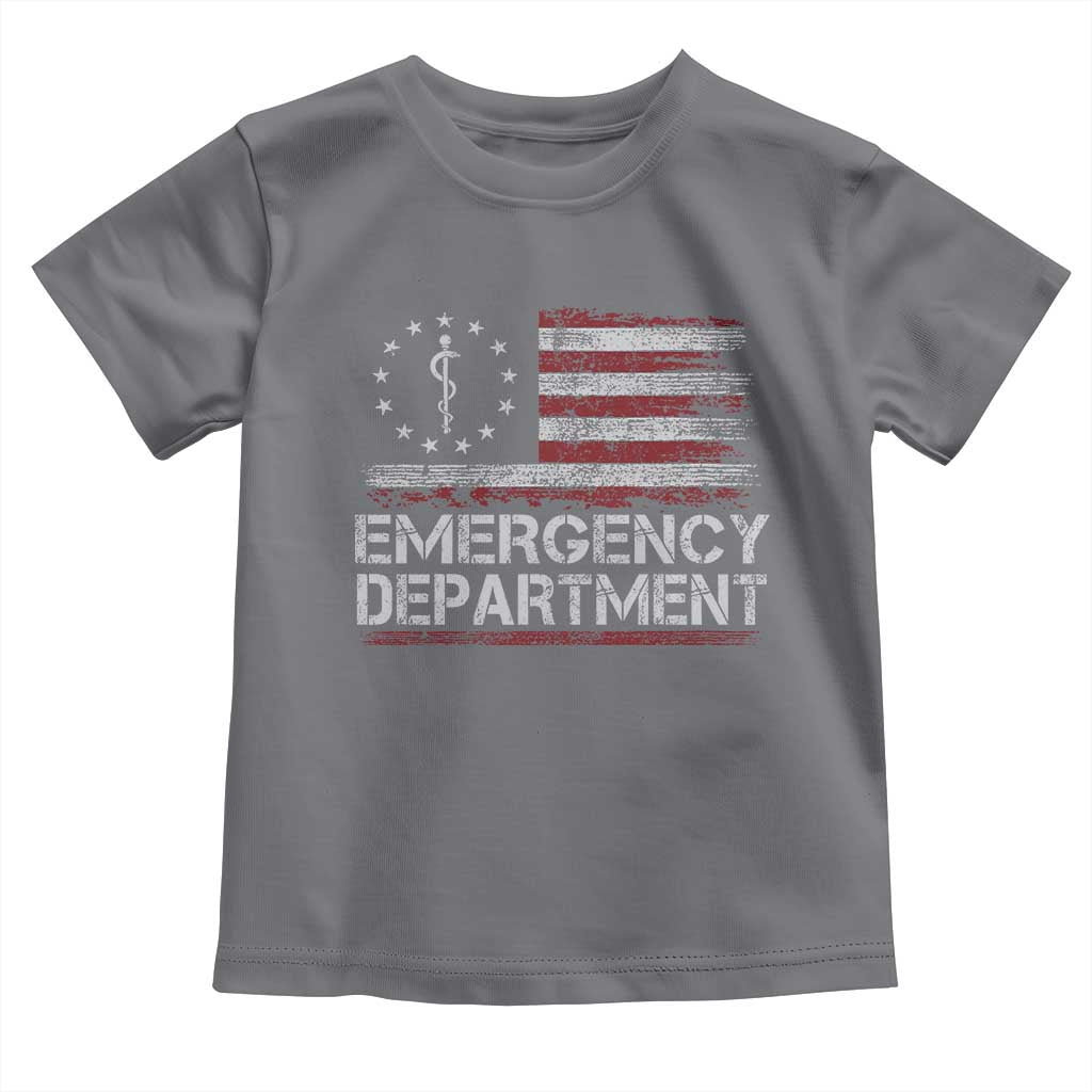 ER Nurse Emegency Department Toddler T Shirt Vintage American Flag Healthcare Nursing