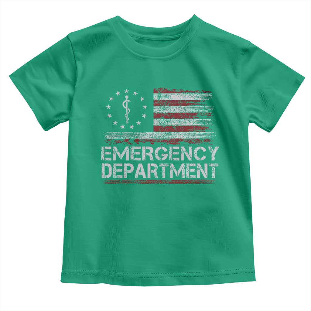 ER Nurse Emegency Department Toddler T Shirt Vintage American Flag Healthcare Nursing