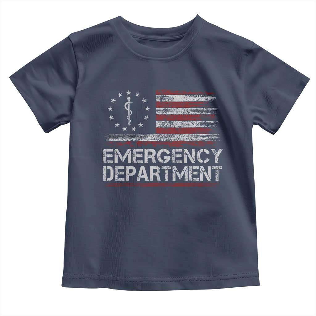 ER Nurse Emegency Department Toddler T Shirt Vintage American Flag Healthcare Nursing
