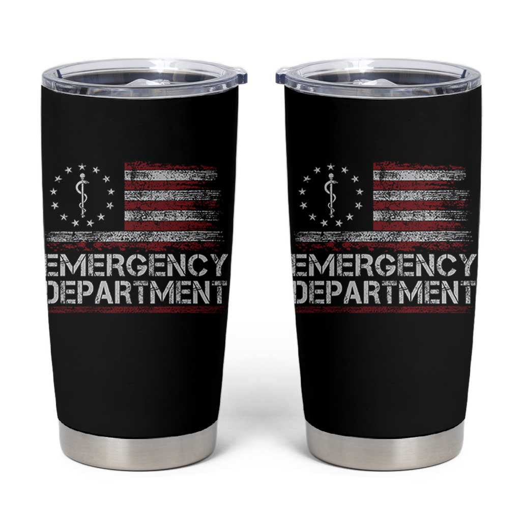 ER Nurse Emegency Department Tumbler Cup Vintage American Flag Healthcare Nursing