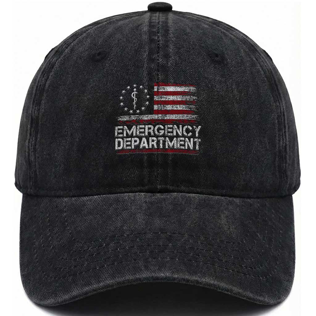 ER Nurse Emegency Department Washed Cotton Baseball Cap Vintage American Flag Healthcare Nursing