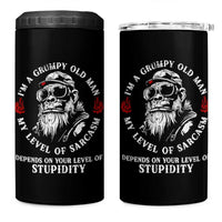 I Am A Grumpy Old Man My Level Of Sarcasm Depends On Your Level Of Stupidity 4 in 1 Can Cooler Tumbler Funny Old Bigfoot