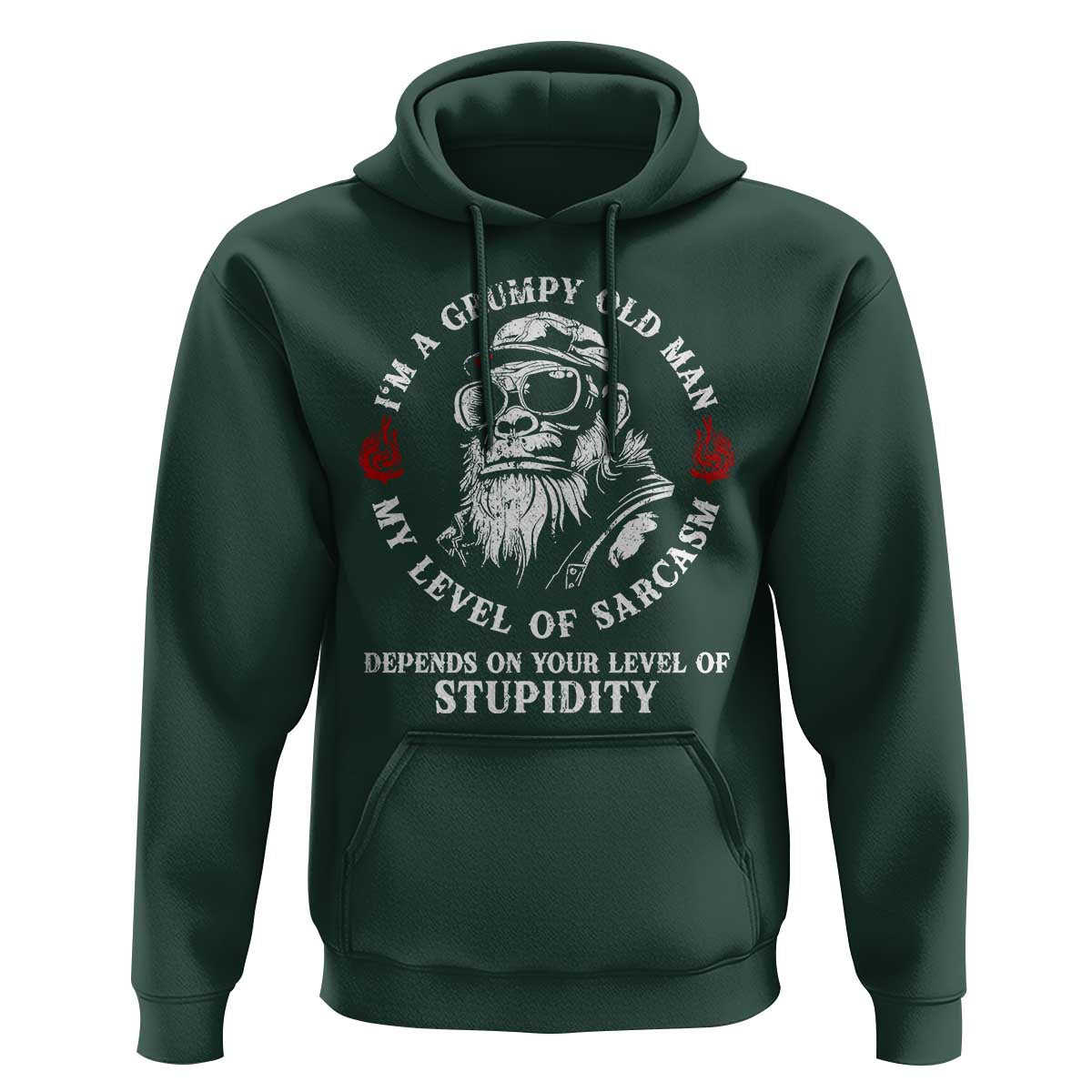 I Am A Grumpy Old Man My Level Of Sarcasm Depends On Your Level Of Stupidity Hoodie Funny Old Bigfoot