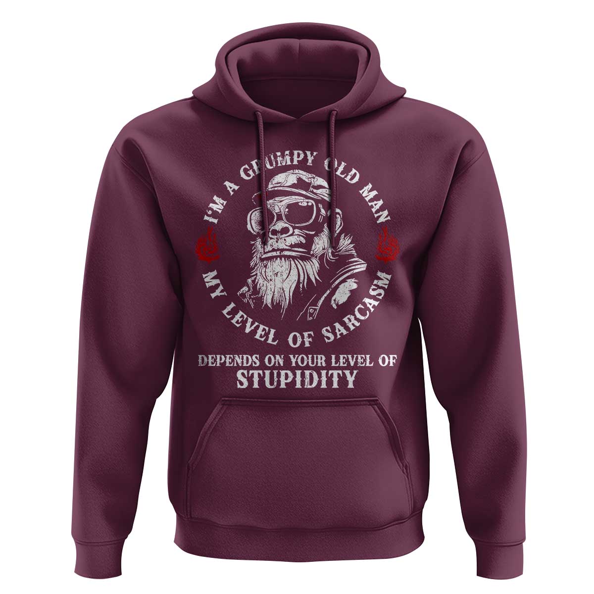 I Am A Grumpy Old Man My Level Of Sarcasm Depends On Your Level Of Stupidity Hoodie Funny Old Bigfoot