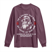 I Am A Grumpy Old Man My Level Of Sarcasm Depends On Your Level Of Stupidity Long Sleeve Shirt Funny Old Bigfoot