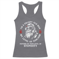 I Am A Grumpy Old Man My Level Of Sarcasm Depends On Your Level Of Stupidity Racerback Tank Top Funny Old Bigfoot