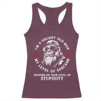 I Am A Grumpy Old Man My Level Of Sarcasm Depends On Your Level Of Stupidity Racerback Tank Top Funny Old Bigfoot